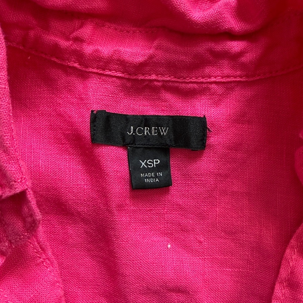 J. Crew Bright Pink Linen Button Down Shirt - Picture 2 of 3